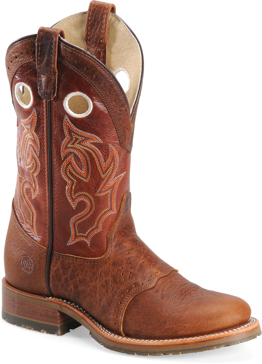 Double H Boot 11 Inch Bison Collared ICE Roper : Cognac - Mens